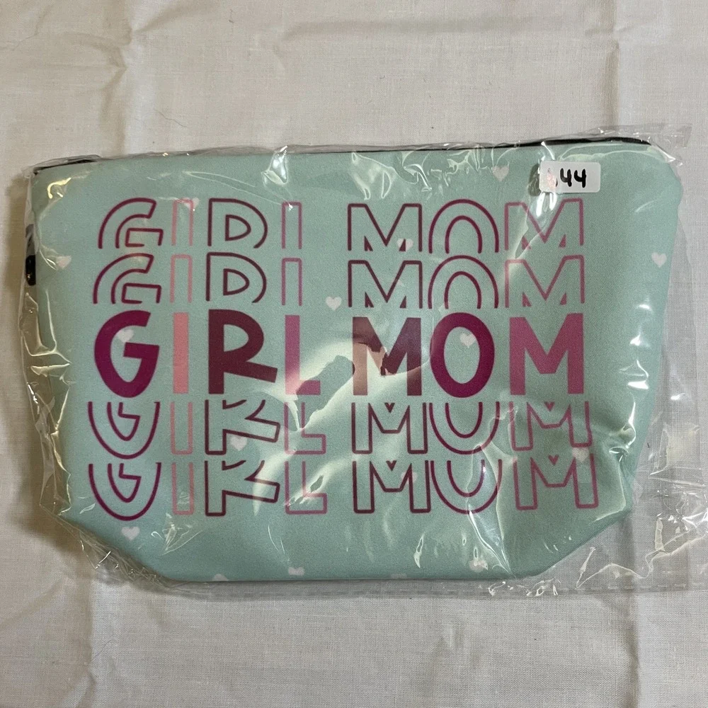 The Pouch Makeup Bag Women OS Mint Green NWT Girl Mom Graphic Zipper Pouch